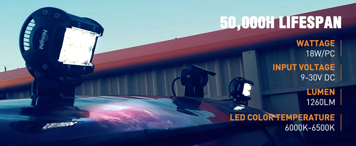 Kelo Ride Nilight 4PCS 18W LED Light Pods